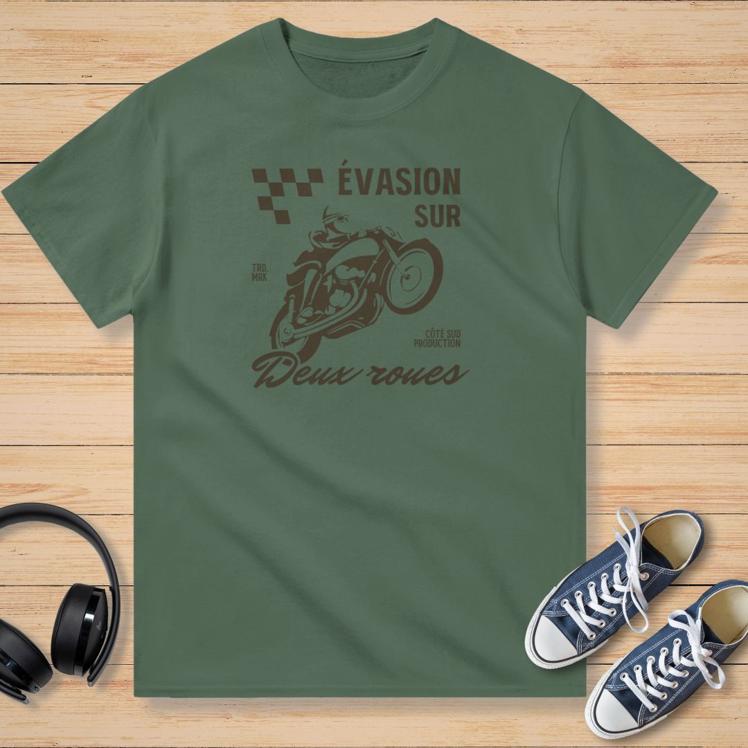 Évasion Sur Deux Roues T-Shirt Vert militaire