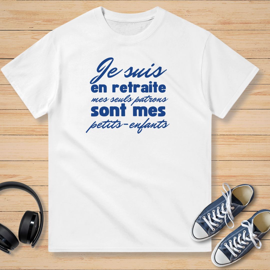 En Retraite Petits-Enfants Bleu T-Shirt Blanc