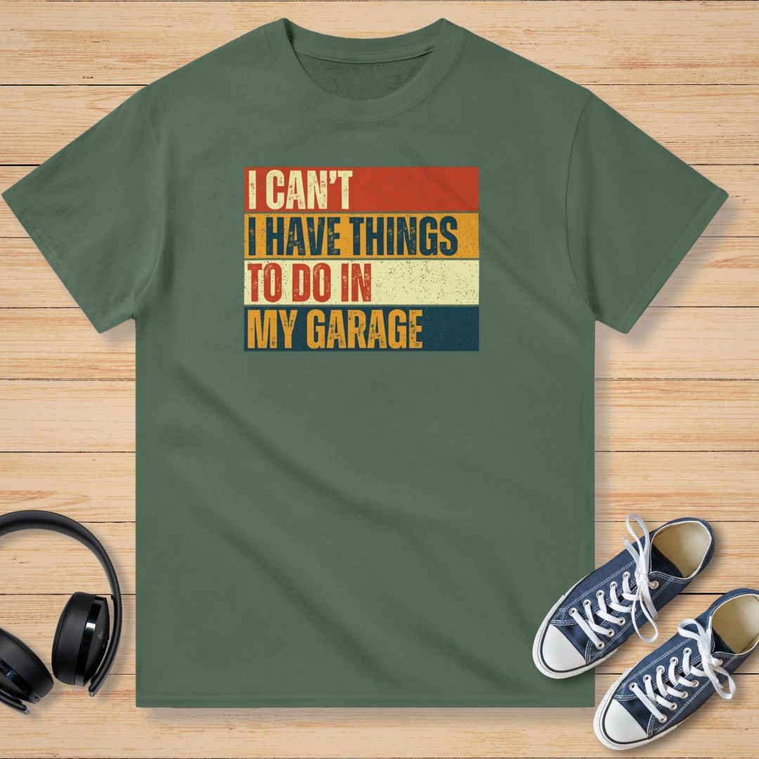 I Can't Garage Vintage T-Shirt Vert militaire