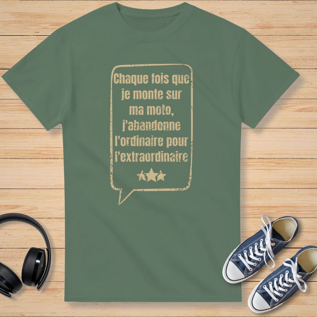 Chaque Fois Moto T-Shirt Vert militaire