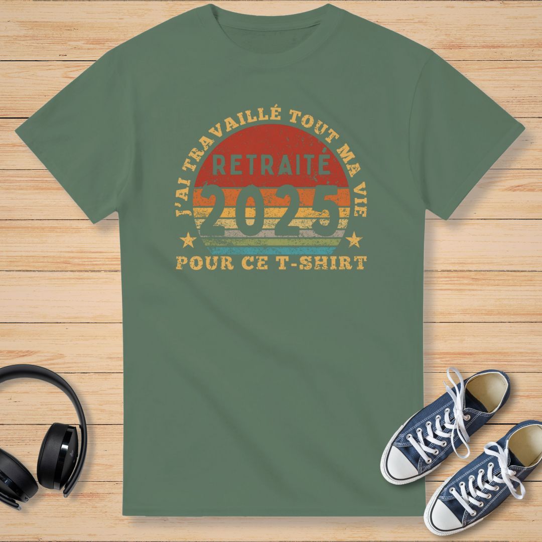 Retraité 2025 T-Shirt Vert militaire