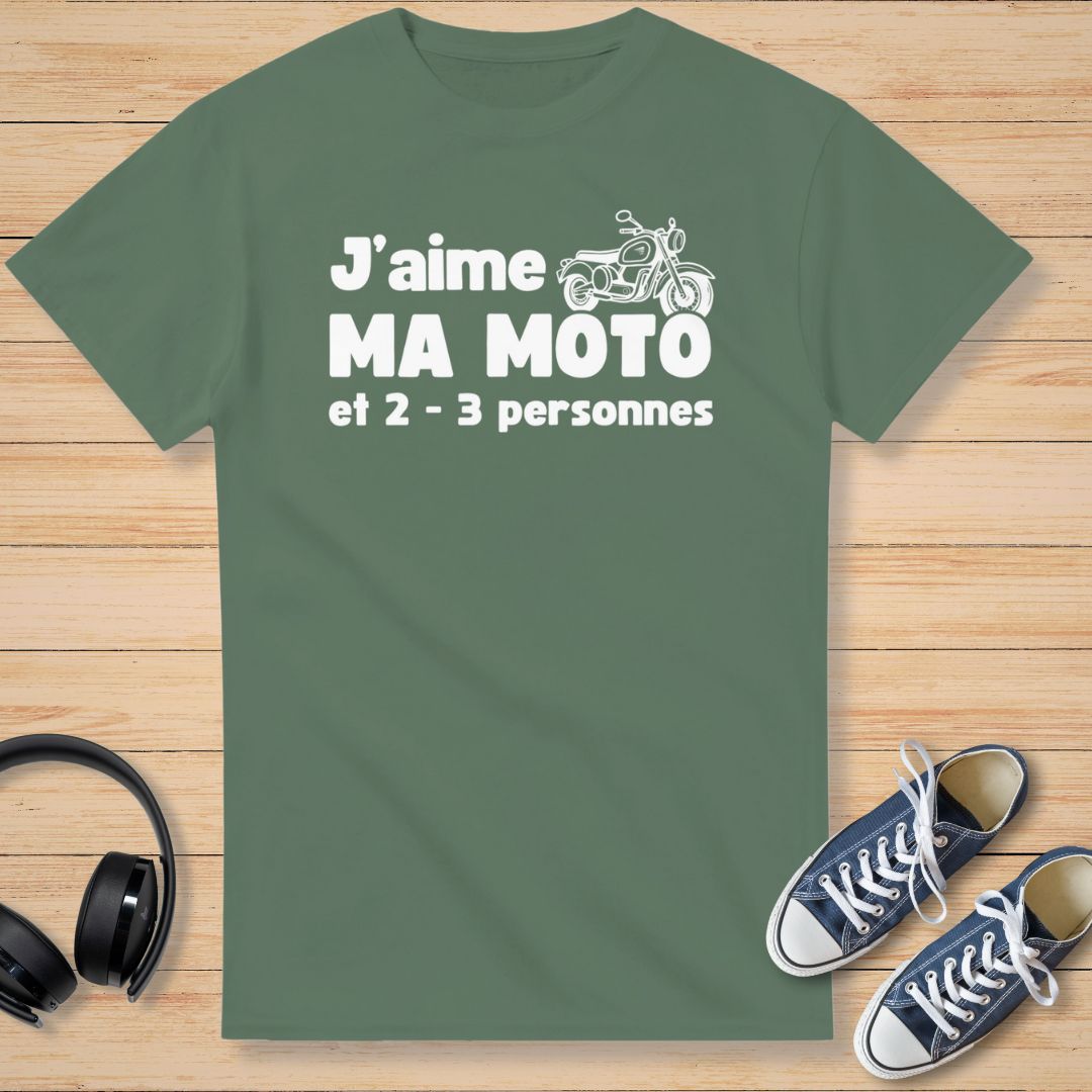 J'aime Ma Moto T-Shirt Vert militaire