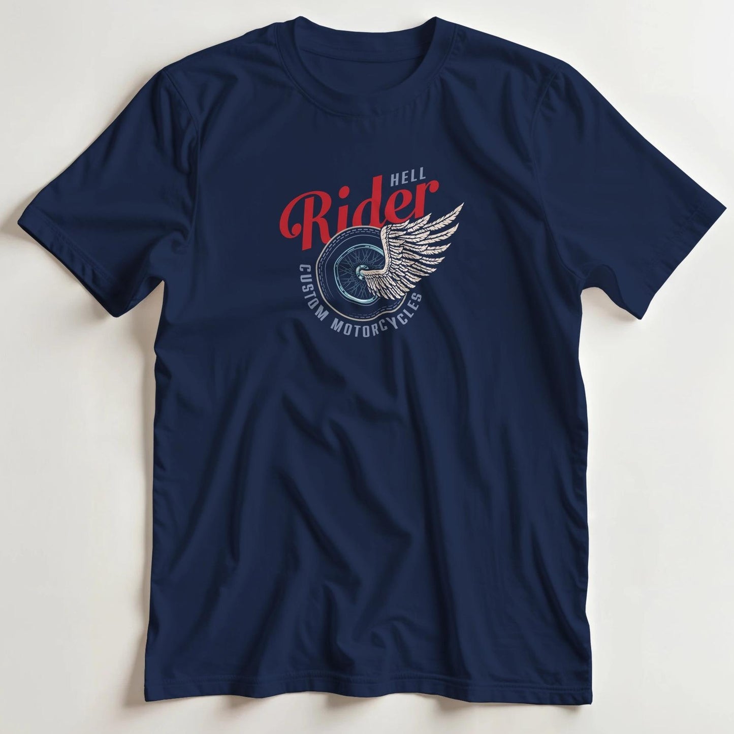 T-shirt en coupe unisexe et 100% coton en Marine XL imprimé avec un design Hell Rider Custom T-Shirt .