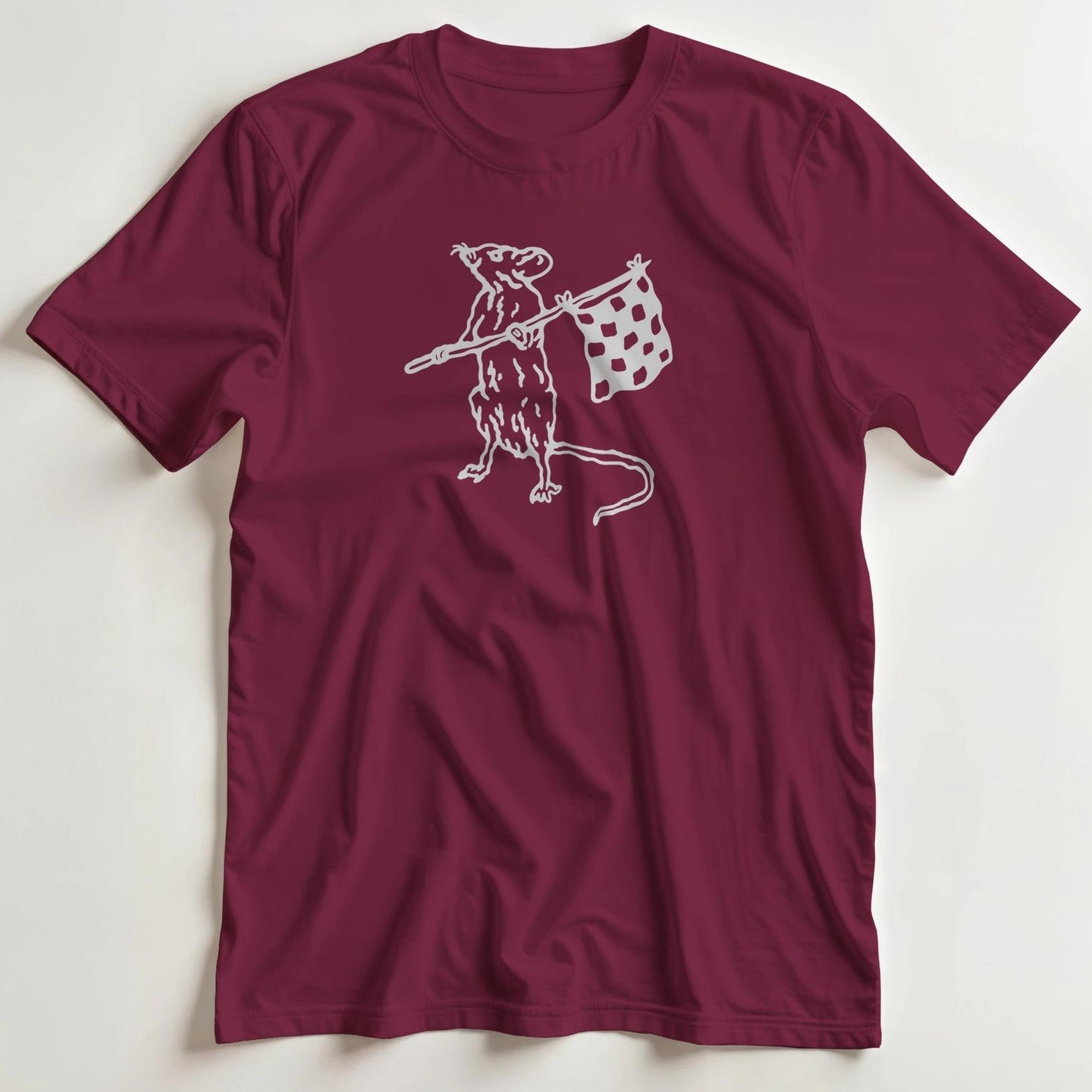T-shirt en coupe unisexe et 100% coton en Bordeaux S imprimé avec un design Chequered Flag T-Shirt .