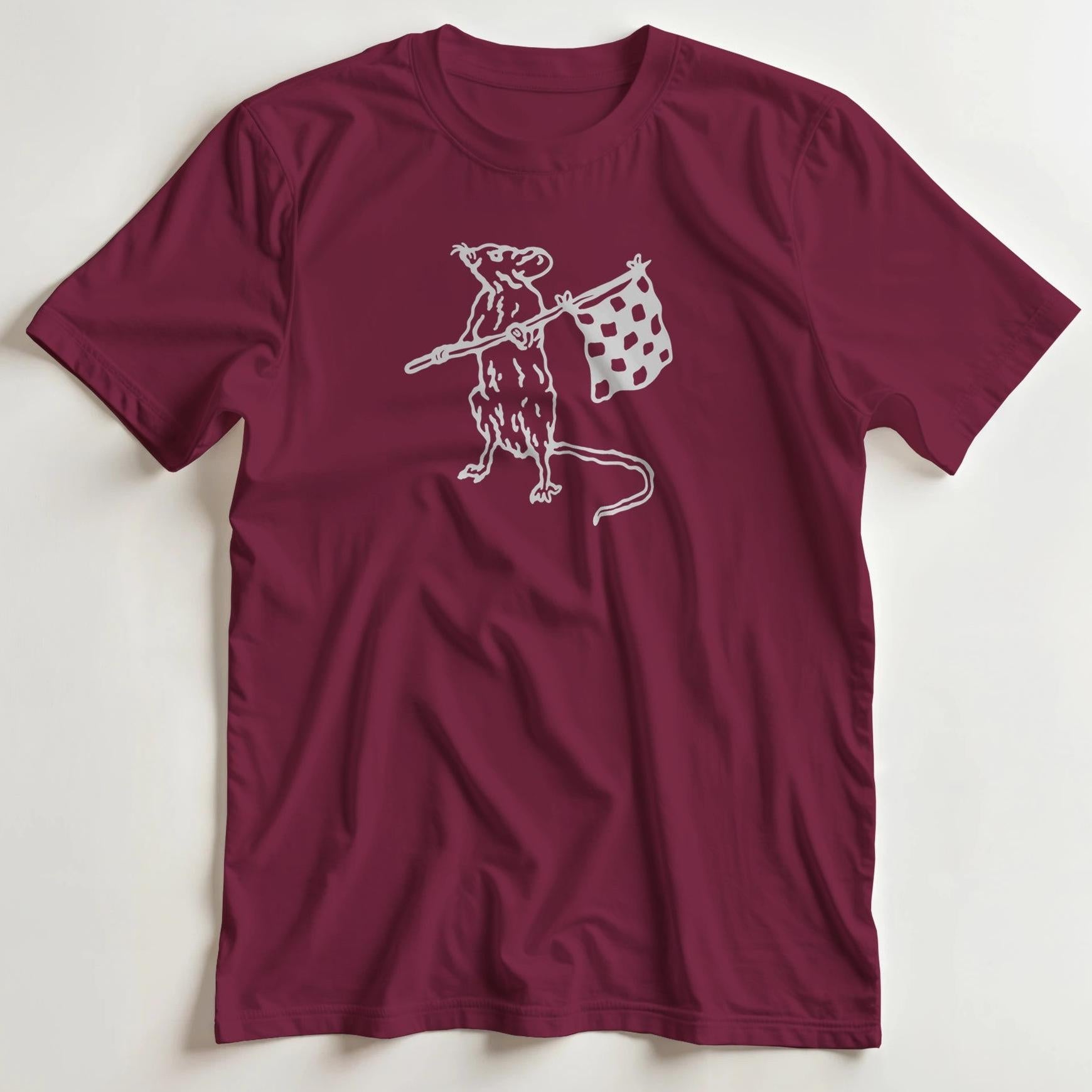 T-shirt en coupe unisexe et 100% coton en Bordeaux S imprimé avec un design Chequered Flag T-Shirt .