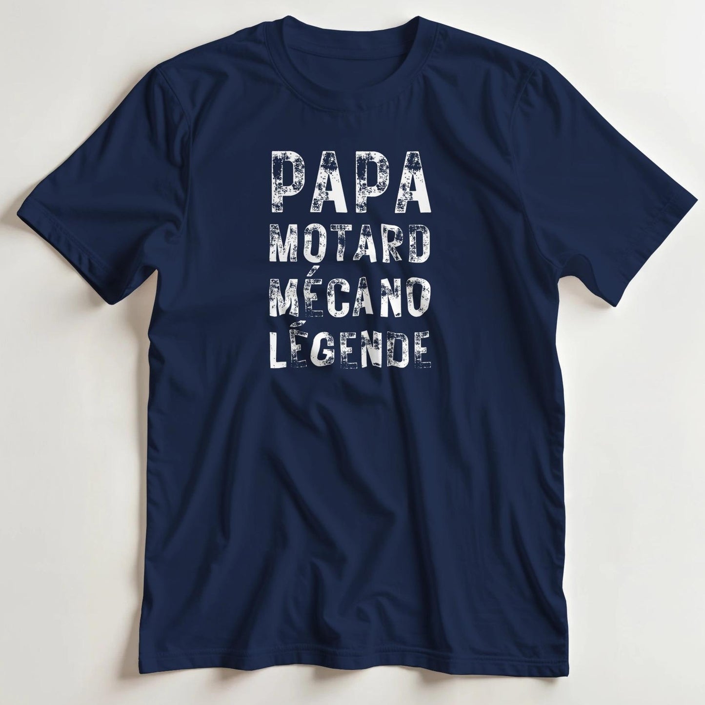 T-shirt en coupe unisexe et 100% coton en Marine L imprimé avec un design Papa Motard T-Shirt .
