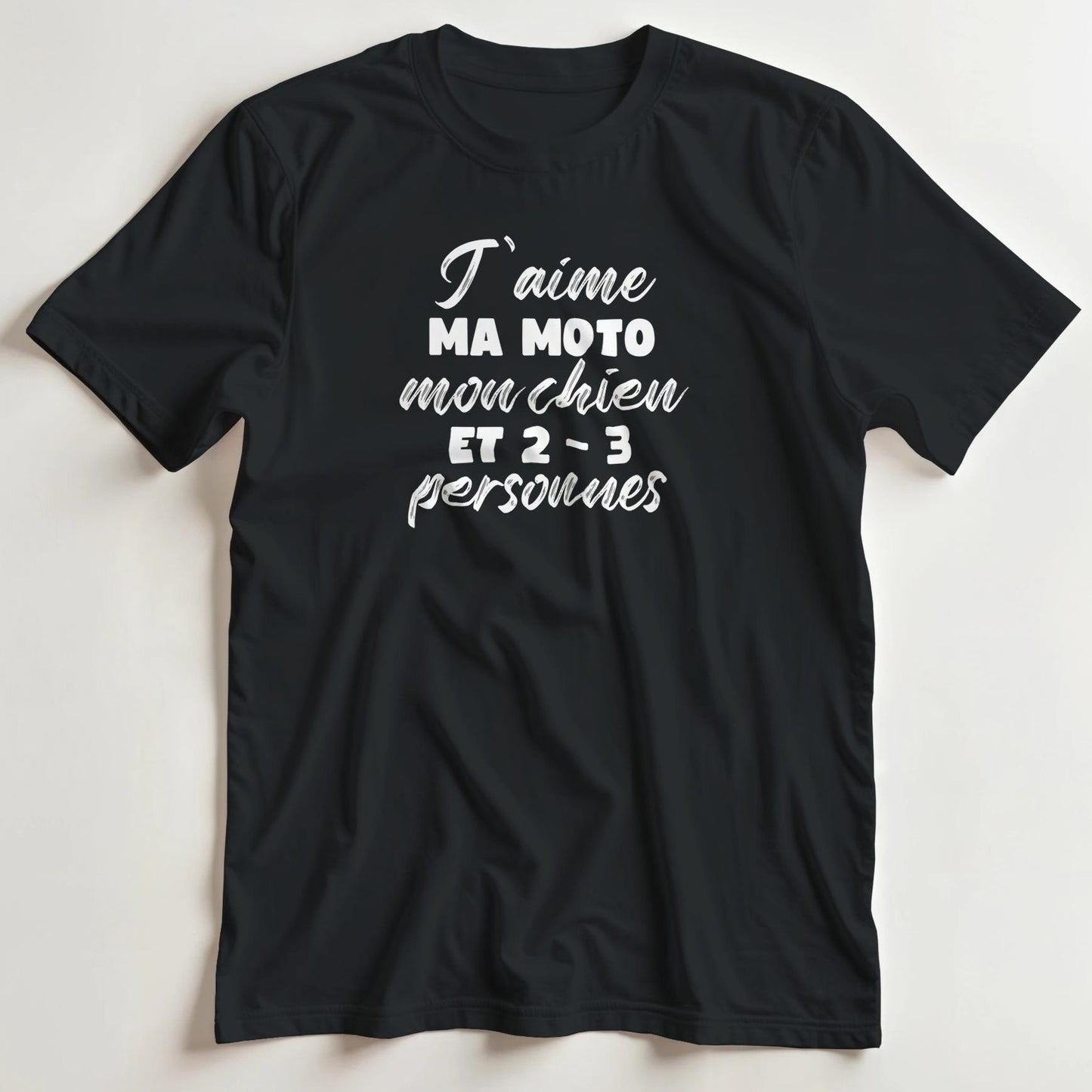 T-shirt en coupe unisexe et 100% coton en Noir L imprimé avec un design Ma Moto Mon Chien T-Shirt .