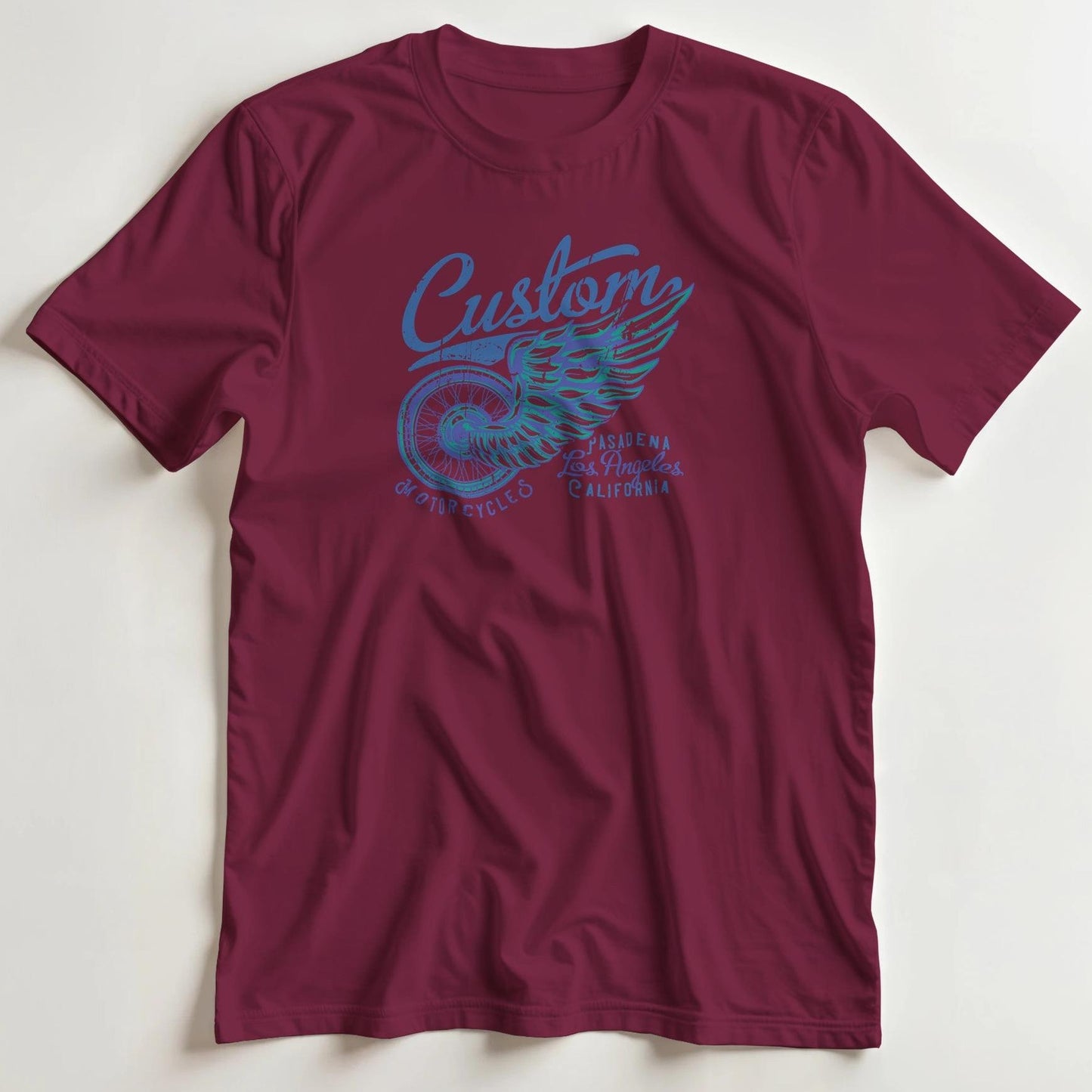 T-shirt en coupe unisexe et 100% coton en Maroon M imprimé avec un design Custom LA T-Shirt .