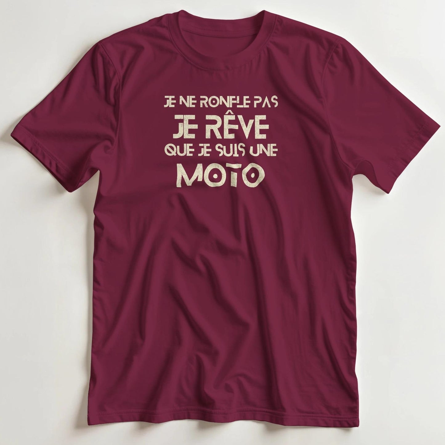 T-shirt en coupe unisexe et 100% coton en Bordeaux imprimé avec un design Je Suis Une Moto T-Shirt .