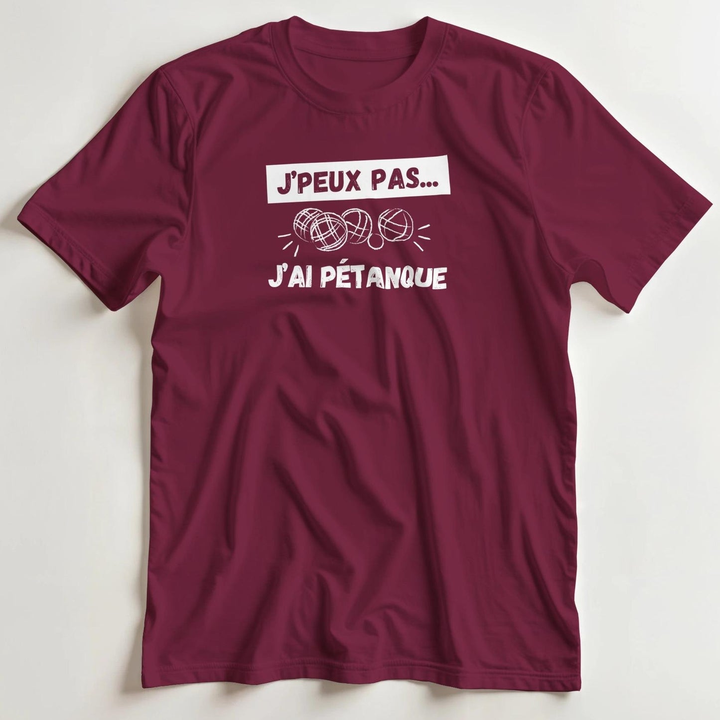 T-shirt en coupe unisexe et 100% coton en Bordeaux 3XL imprimé avec un design J’ai Pétanque T-Shirt .