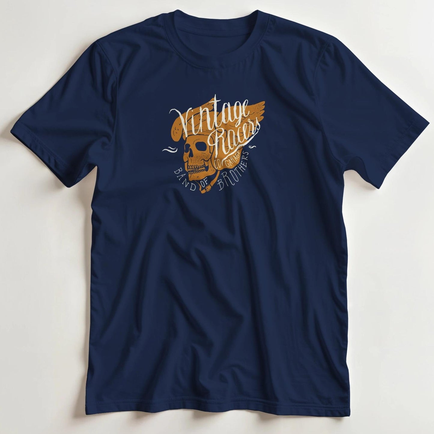T-shirt en coupe unisexe et 100% coton en Marine 3XL imprimé avec un design Vintage Racers Moto T-Shirt .