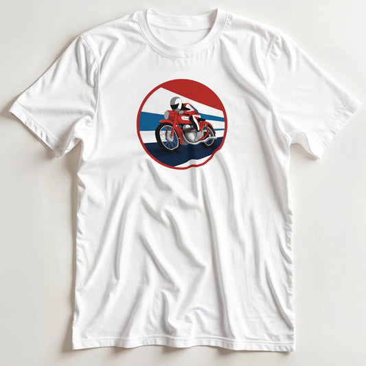 T-shirt en coupe unisexe et 100% coton en Blanc S imprimé avec un design Retro Moto 1930s T-Shirt .