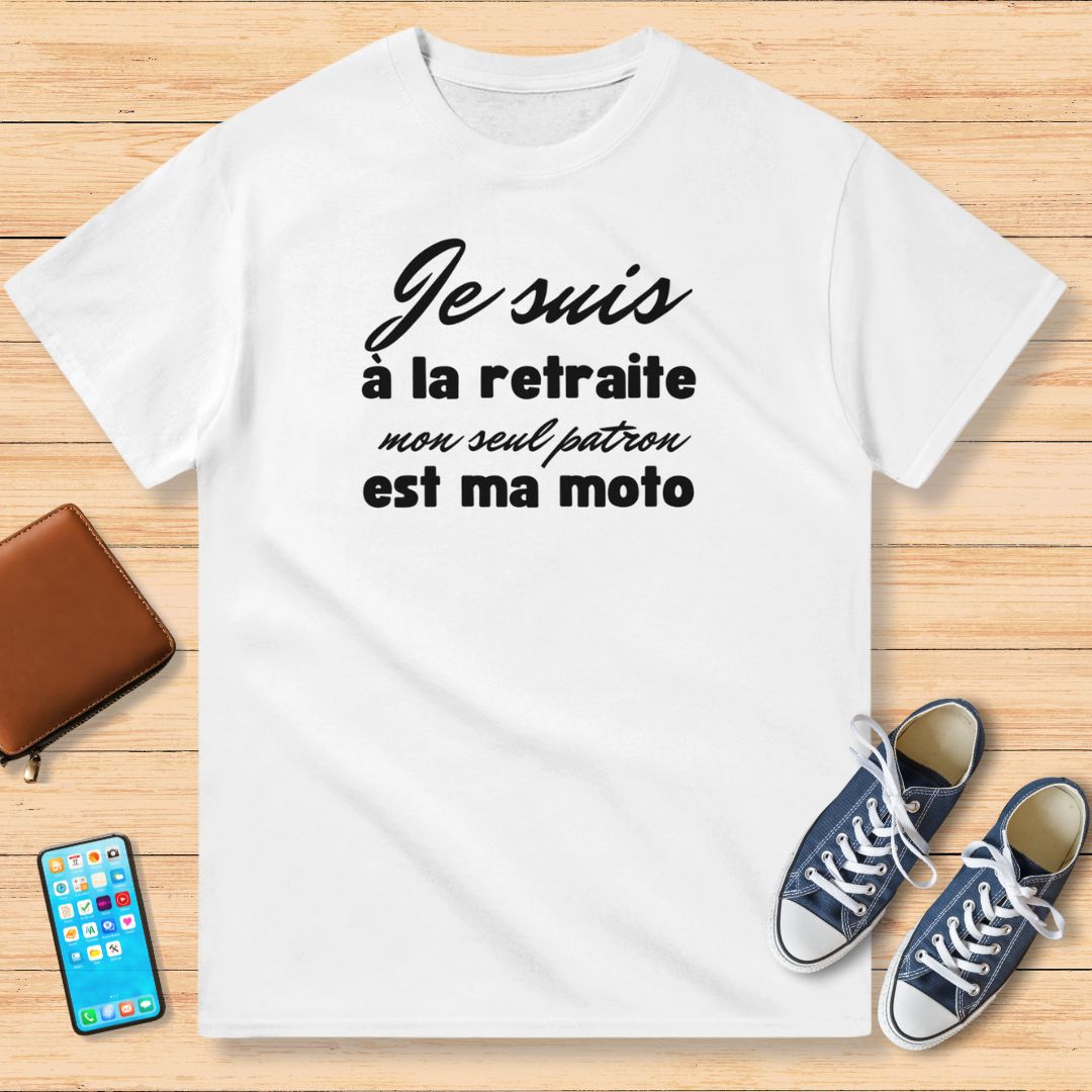 I'm Retired My Only Boss Is My Motorcycle Black T-Shirt