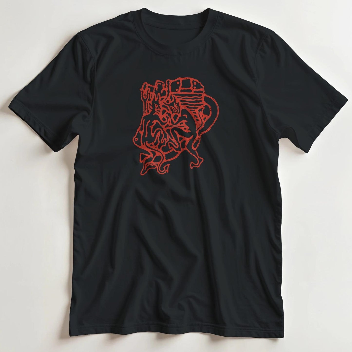 T-shirt en coupe unisexe et 100% coton en Noir imprimé avec un design Devil Engine T-Shirt .