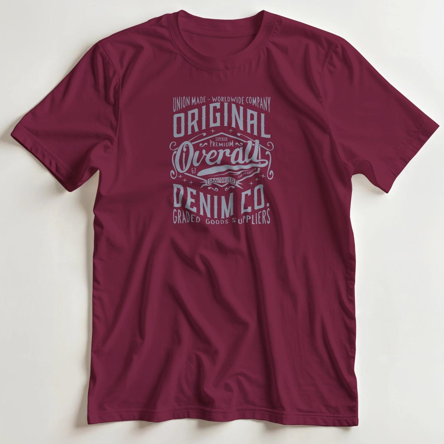 T-shirt en coupe unisexe et 100% coton en Bordeaux XL imprimé avec un design Denim Co. T-Shirt .