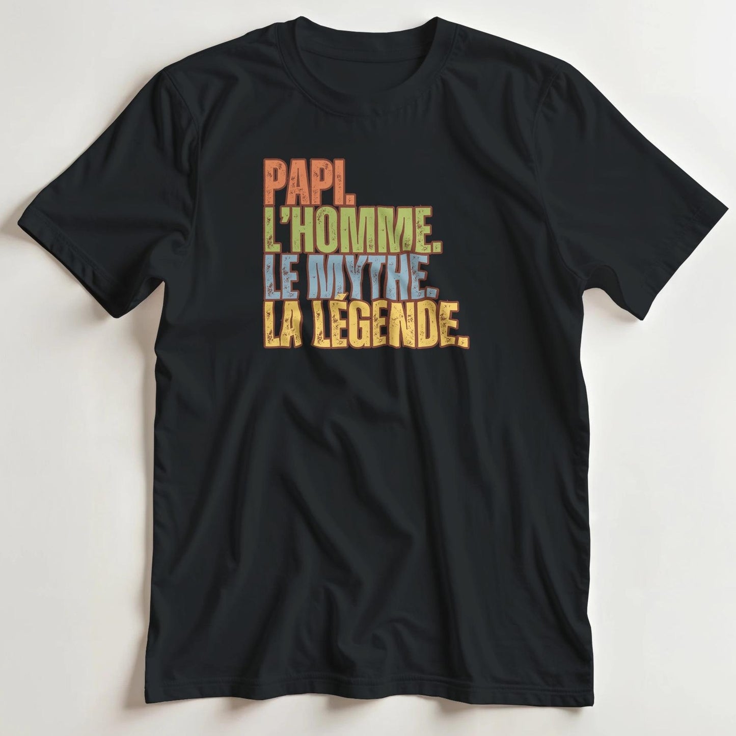 T-shirt en coupe unisexe et 100% coton en Noir S imprimé avec un design Papi La Légende T-Shirt .