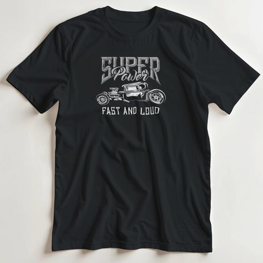 T-shirt en coupe unisexe et 100% coton en Noir S imprimé avec un design Super Power T-Shirt .
