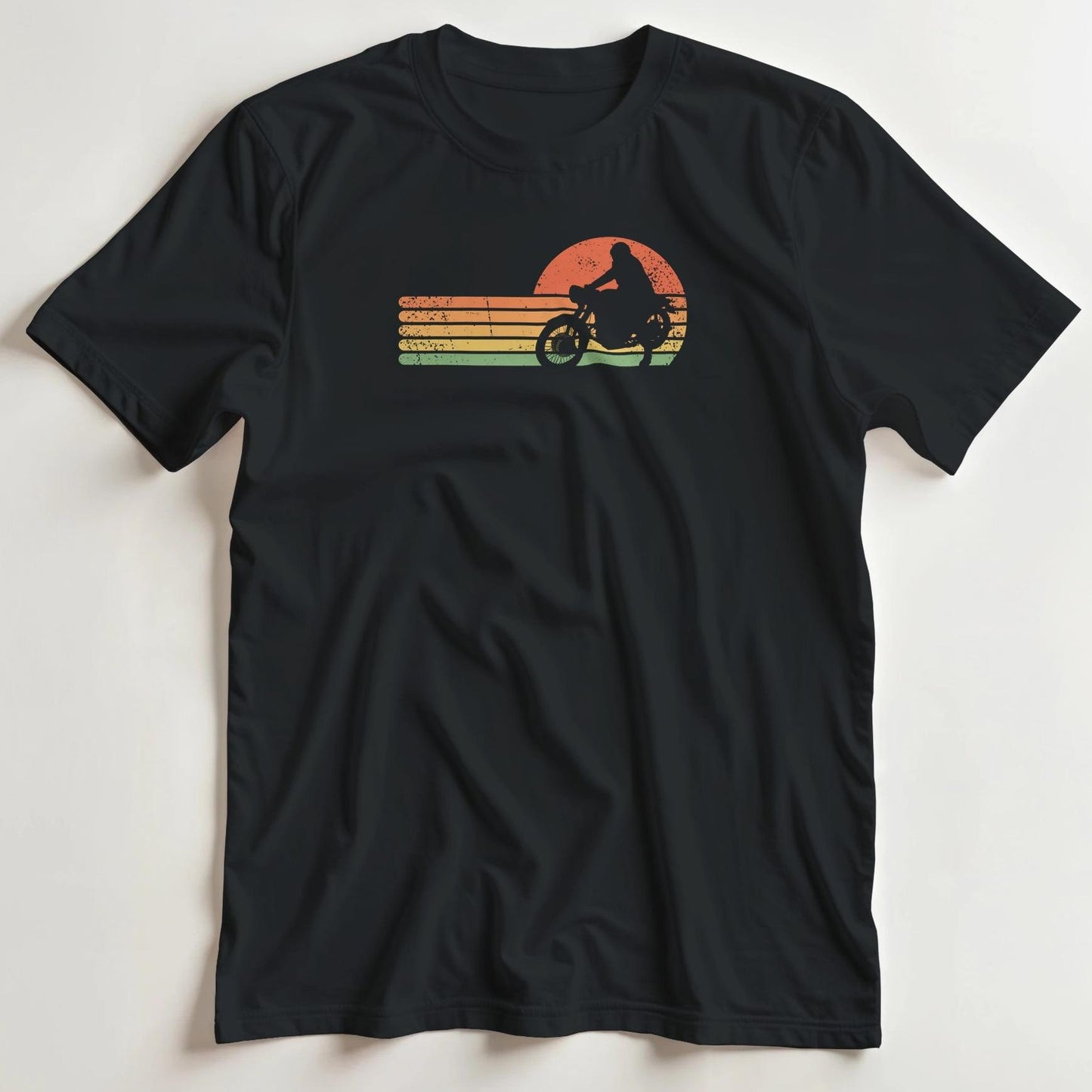 T-shirt en coupe unisexe et 100% coton en Noir XL imprimé avec un design Vintage Moto T-Shirt .