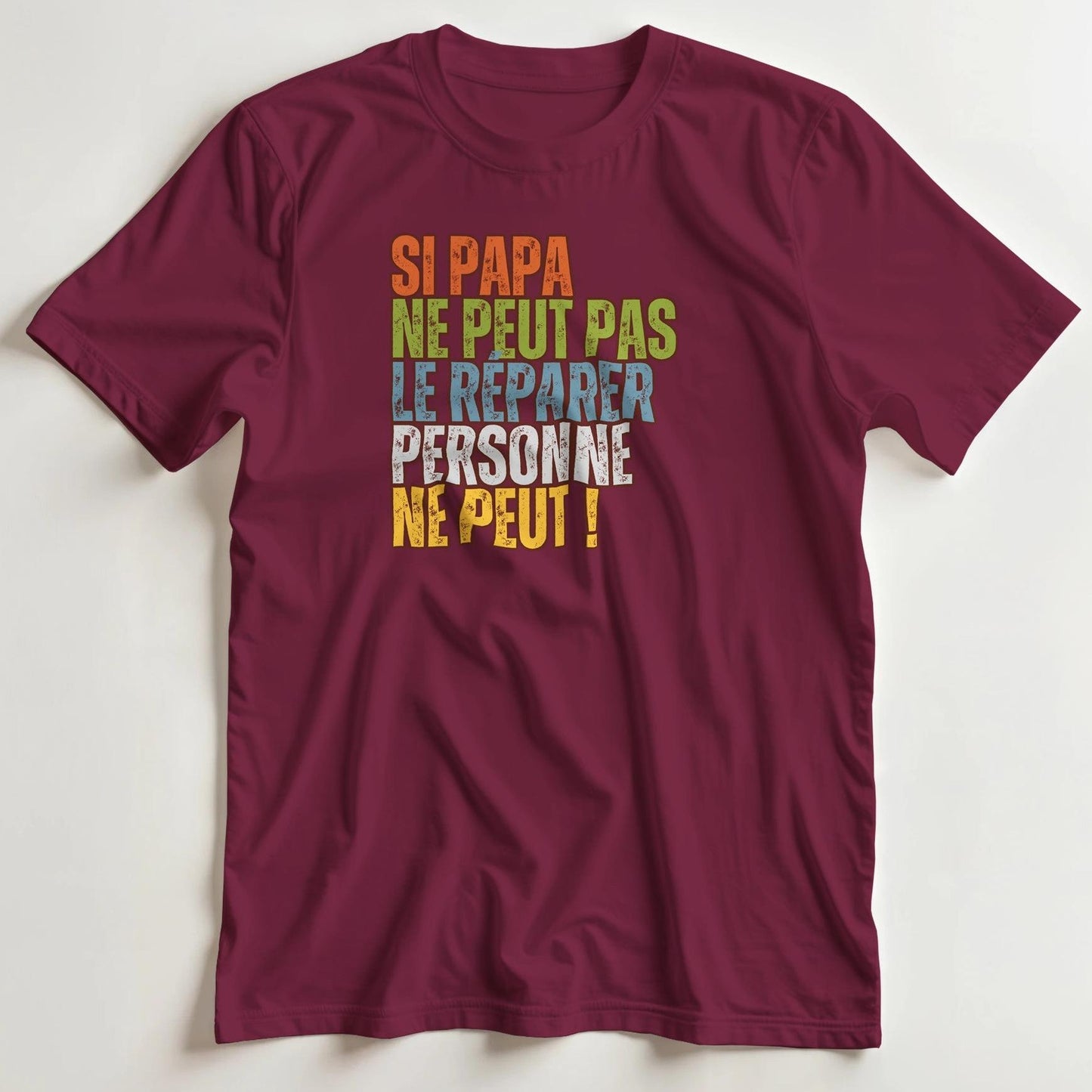 T-shirt en coupe unisexe et 100% coton en Bordeaux XL imprimé avec un design Si Papa T-Shirt .