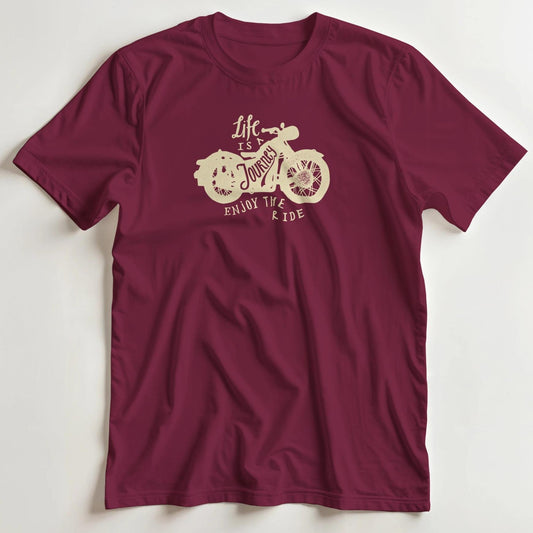 T-shirt en coupe unisexe et 100% coton en Bordeaux S imprimé avec un design Life Is A Journey II T-Shirt .