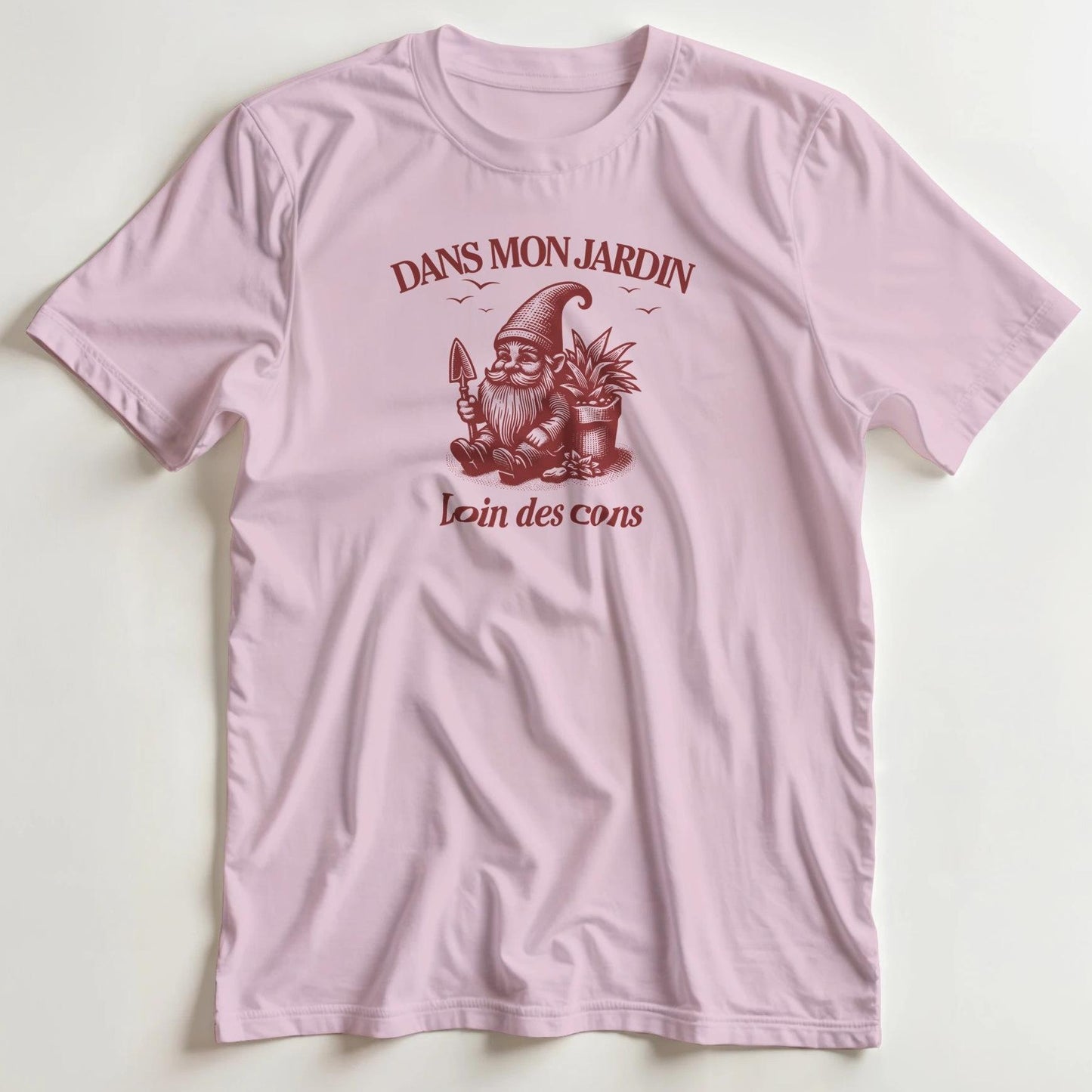 T-shirt en coupe unisexe et 100% coton en Rose clair L imprimé avec un design Mon Jardin T-Shirt .