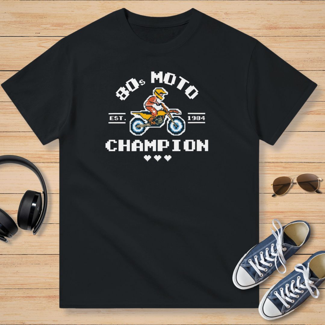 80s Moto Champion T-Shirt Noir