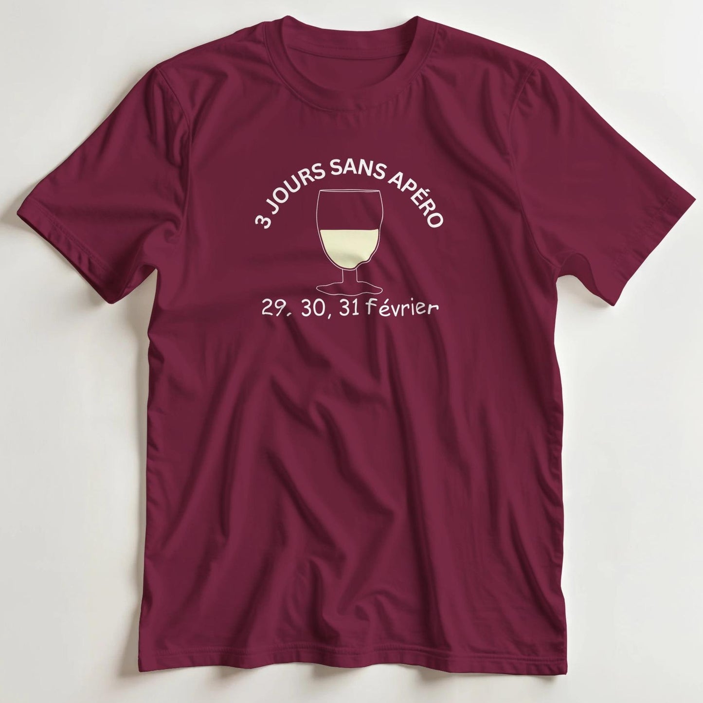 T-shirt en coupe unisexe et 100% coton en Bordeaux L imprimé avec un design Sans Apéro T-Shirt .