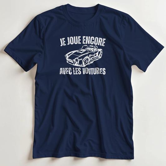 T-shirt en coupe unisexe et 100% coton en Navy S imprimé avec un design Je Joue T-Shirt .