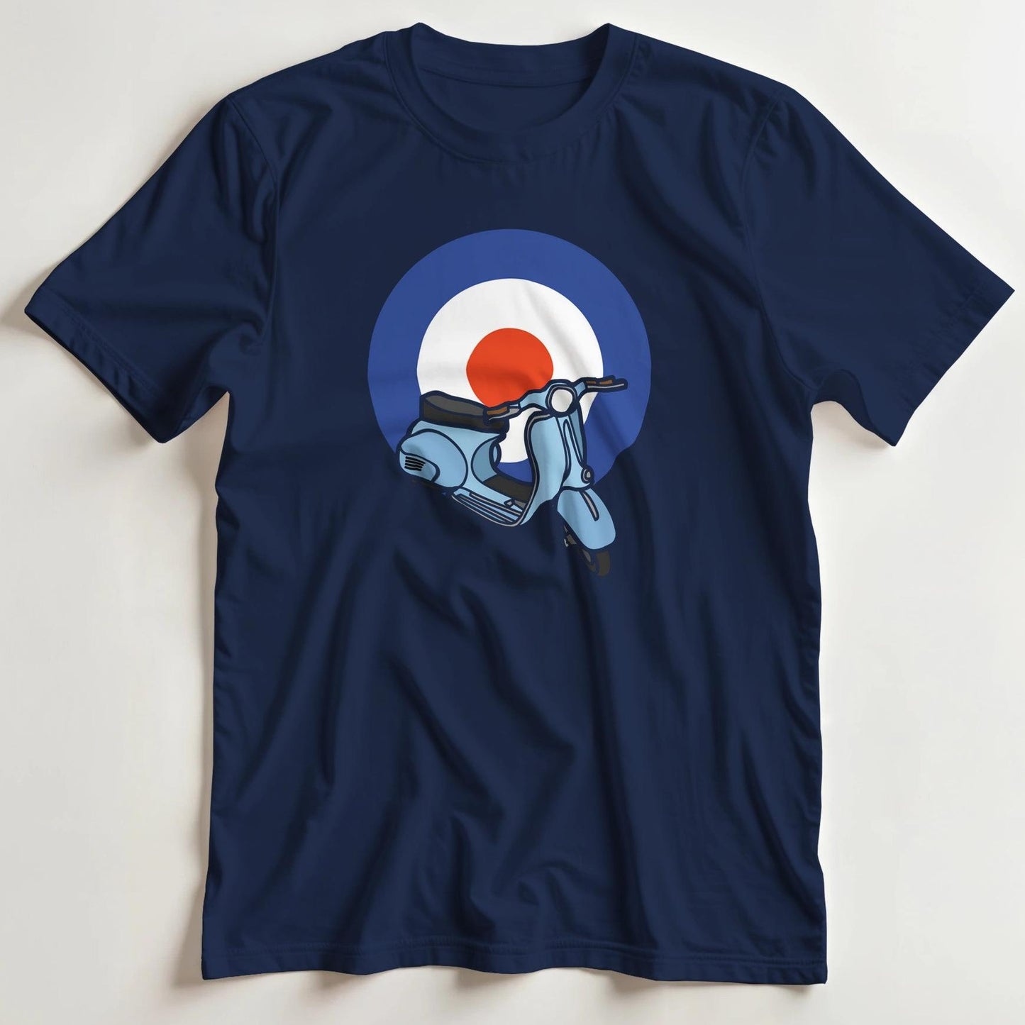 T-shirt en coupe unisexe et 100% coton en Marine XL imprimé avec un design Scooter Mod Bleu T-Shirt .