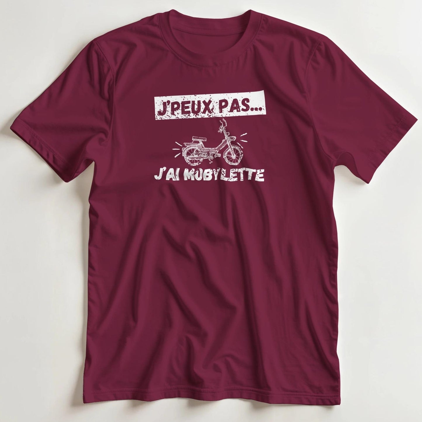 T-shirt en coupe unisexe et 100% coton en Bordeaux 3XL imprimé avec un design Mobylette T-Shirt .