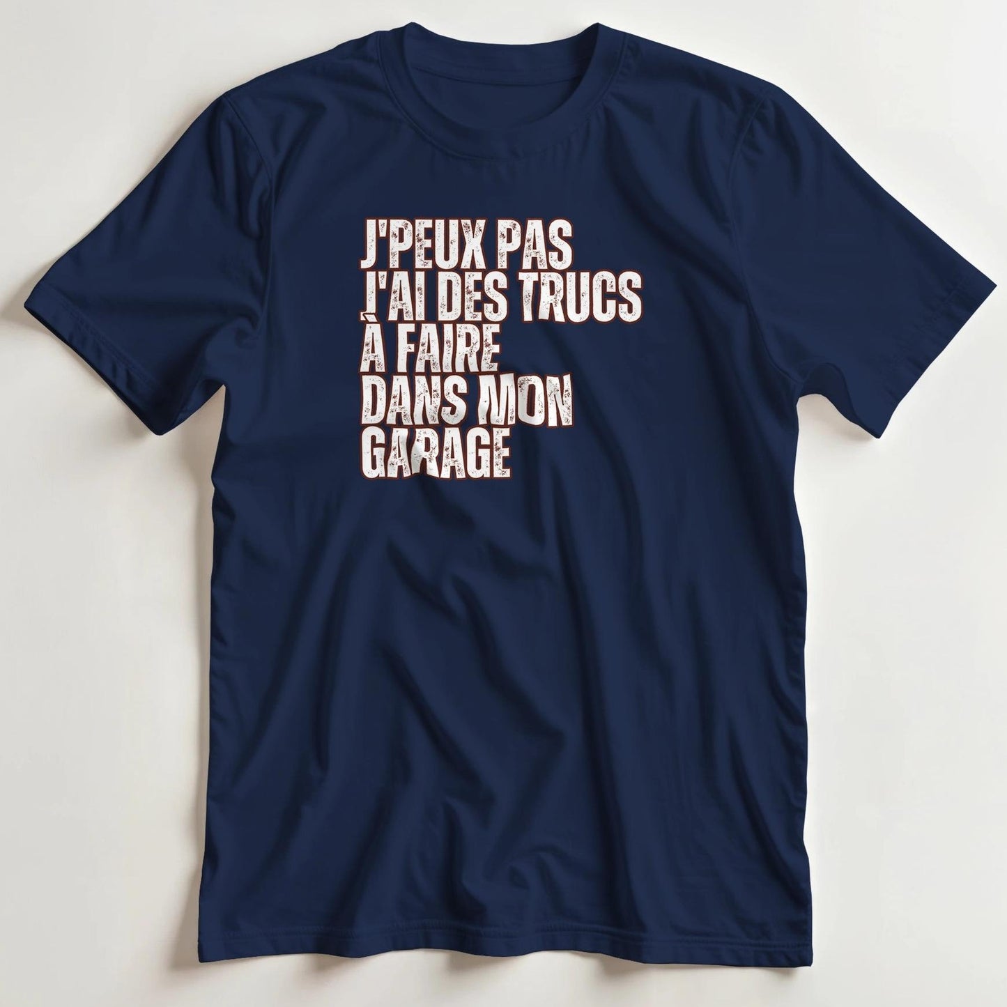 T-shirt en coupe unisexe et 100% coton en Marine XL imprimé avec un design J'Peux Pas Garage T-Shirt .