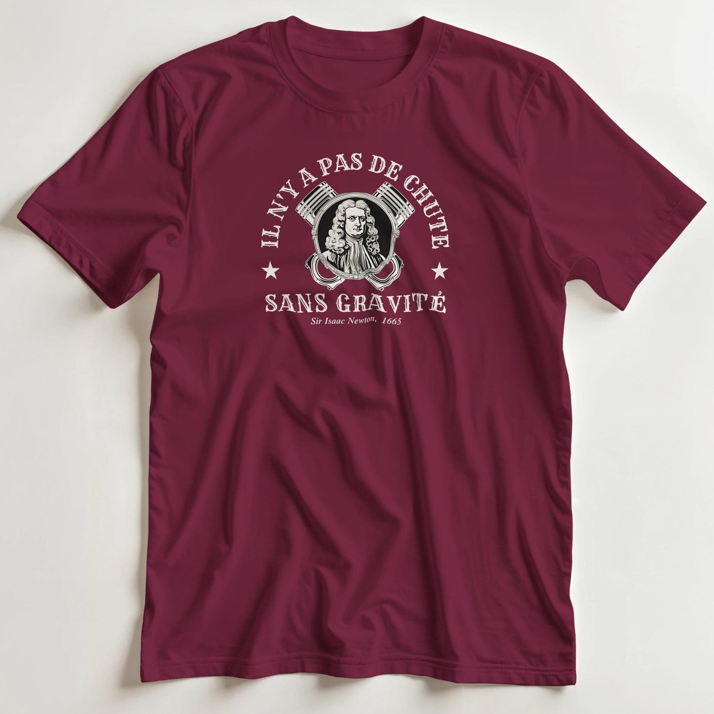 T-shirt en coupe unisexe et 100% coton en Bordeaux 2XL imprimé avec un design Pas De Chute T-Shirt .
