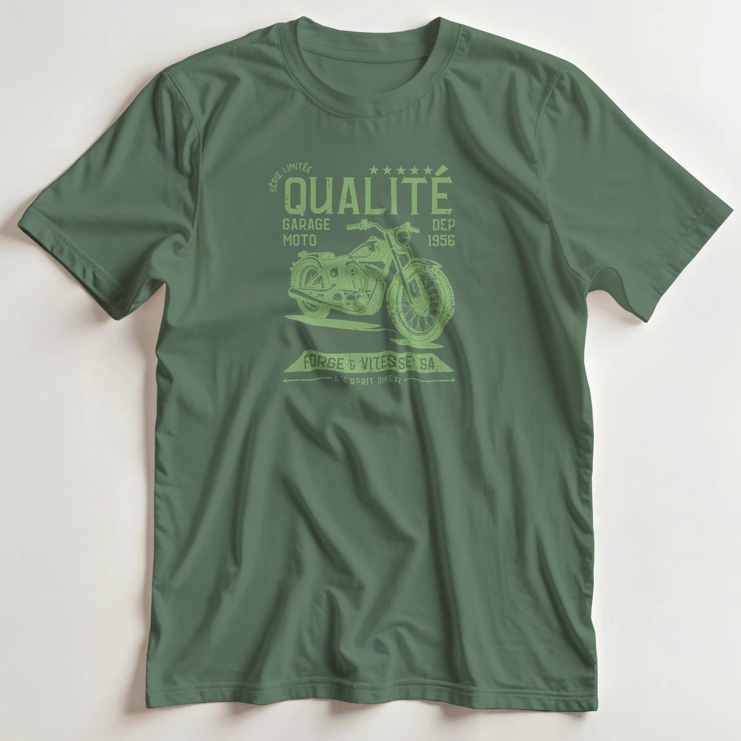 T-shirt en coupe unisexe et 100% coton en Vert militaire 2XL imprimé avec un design Forge T-Shirt .