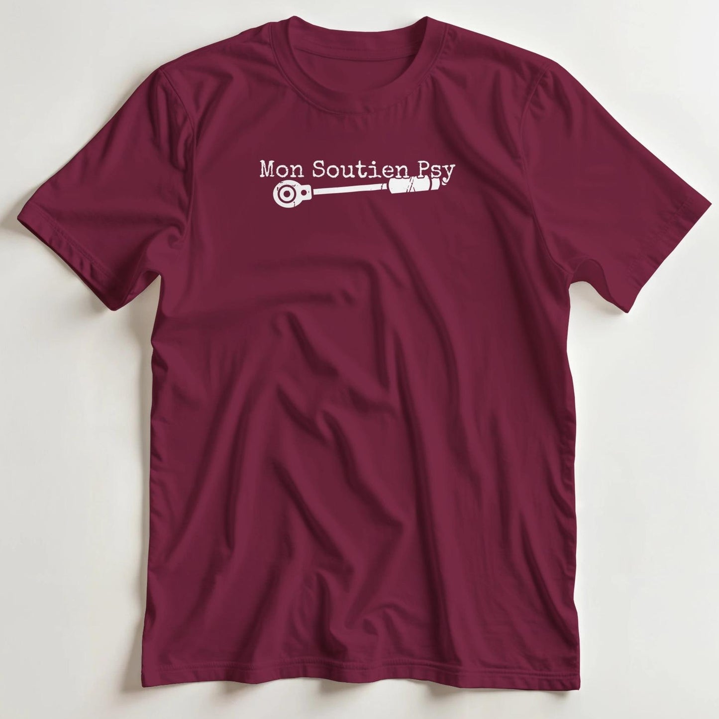 T-shirt en coupe unisexe et 100% coton en Bordeaux 3XL imprimé avec un design Mon Soutien Psy T-Shirt .