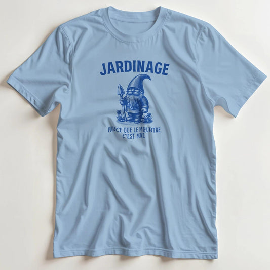 T-shirt en coupe unisexe et 100% coton en Light Blue S imprimé avec un design Jardinage T-Shirt .