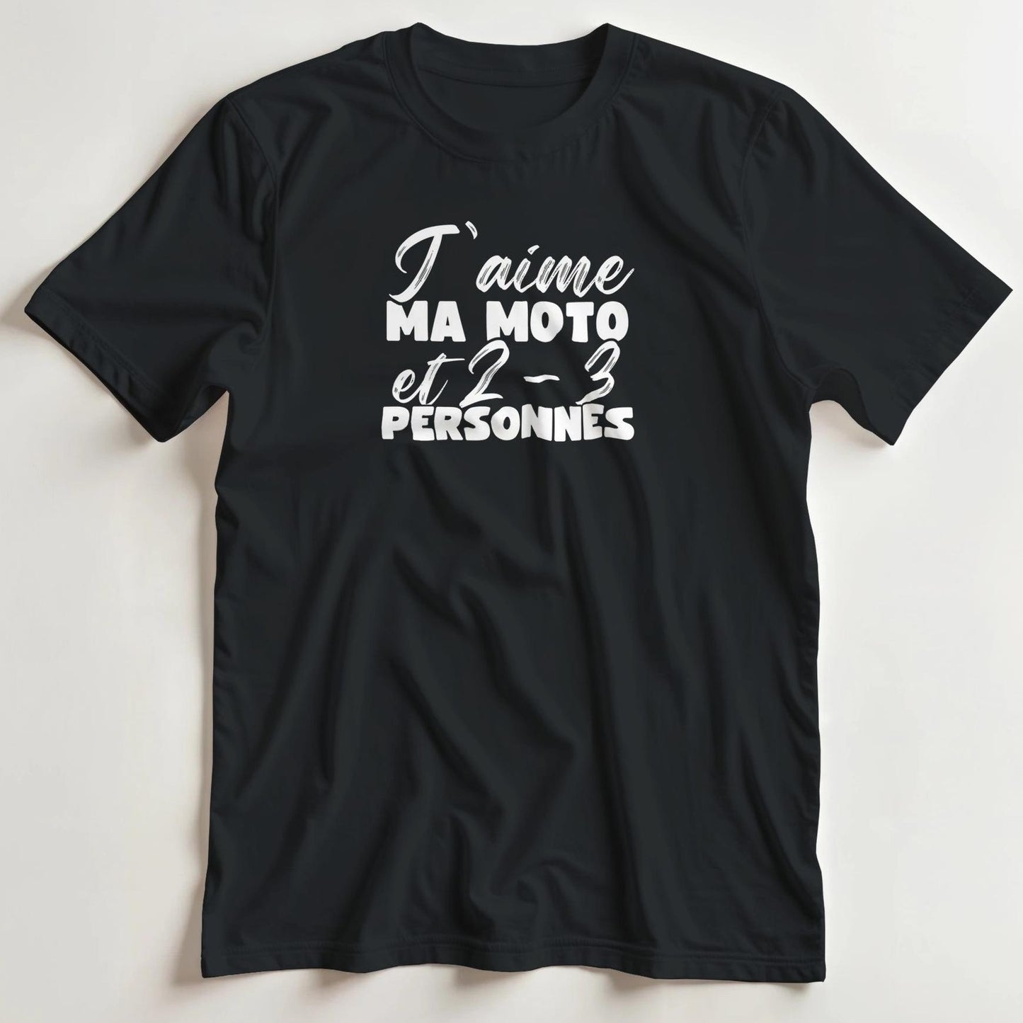 T-shirt en coupe unisexe et 100% coton en Noir XL imprimé avec un design J'aime Ma Moto T-Shirt .