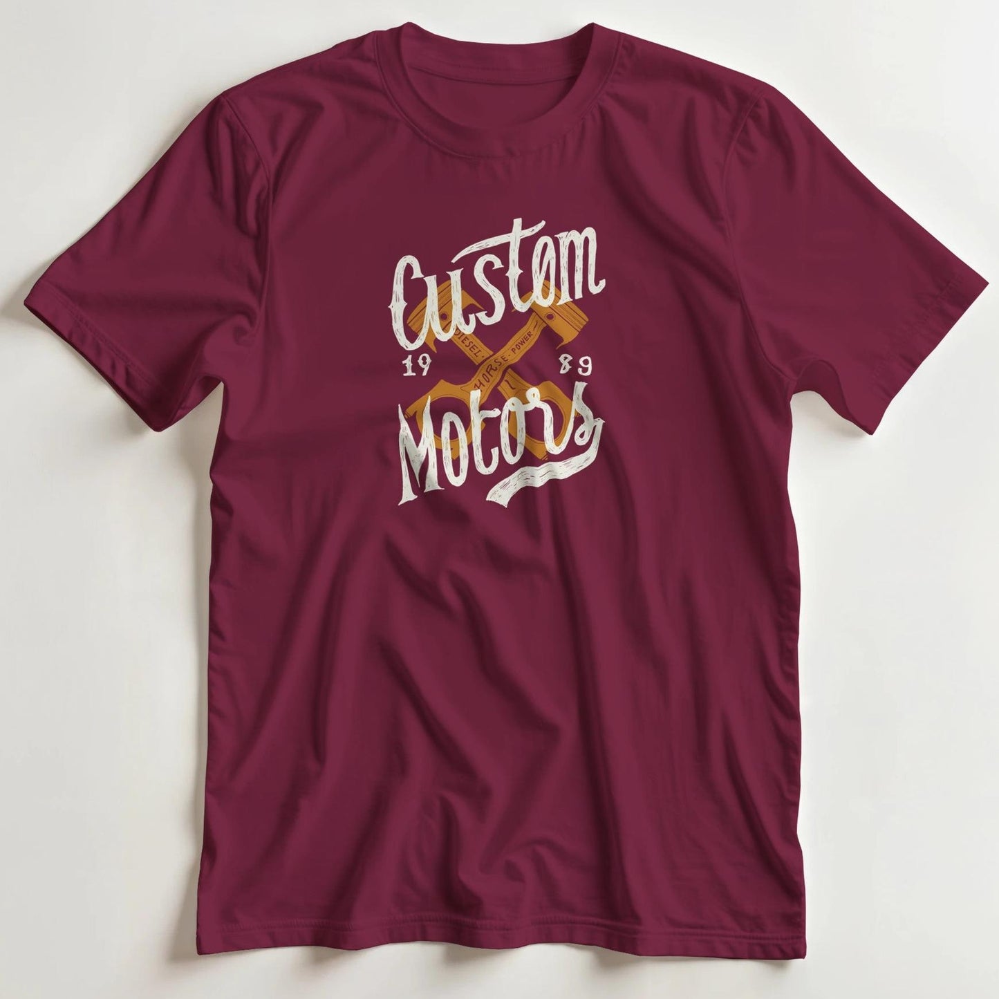 T-shirt en coupe unisexe et 100% coton en Bordeaux imprimé avec un design Custom Motors 1989 T-Shirt .
