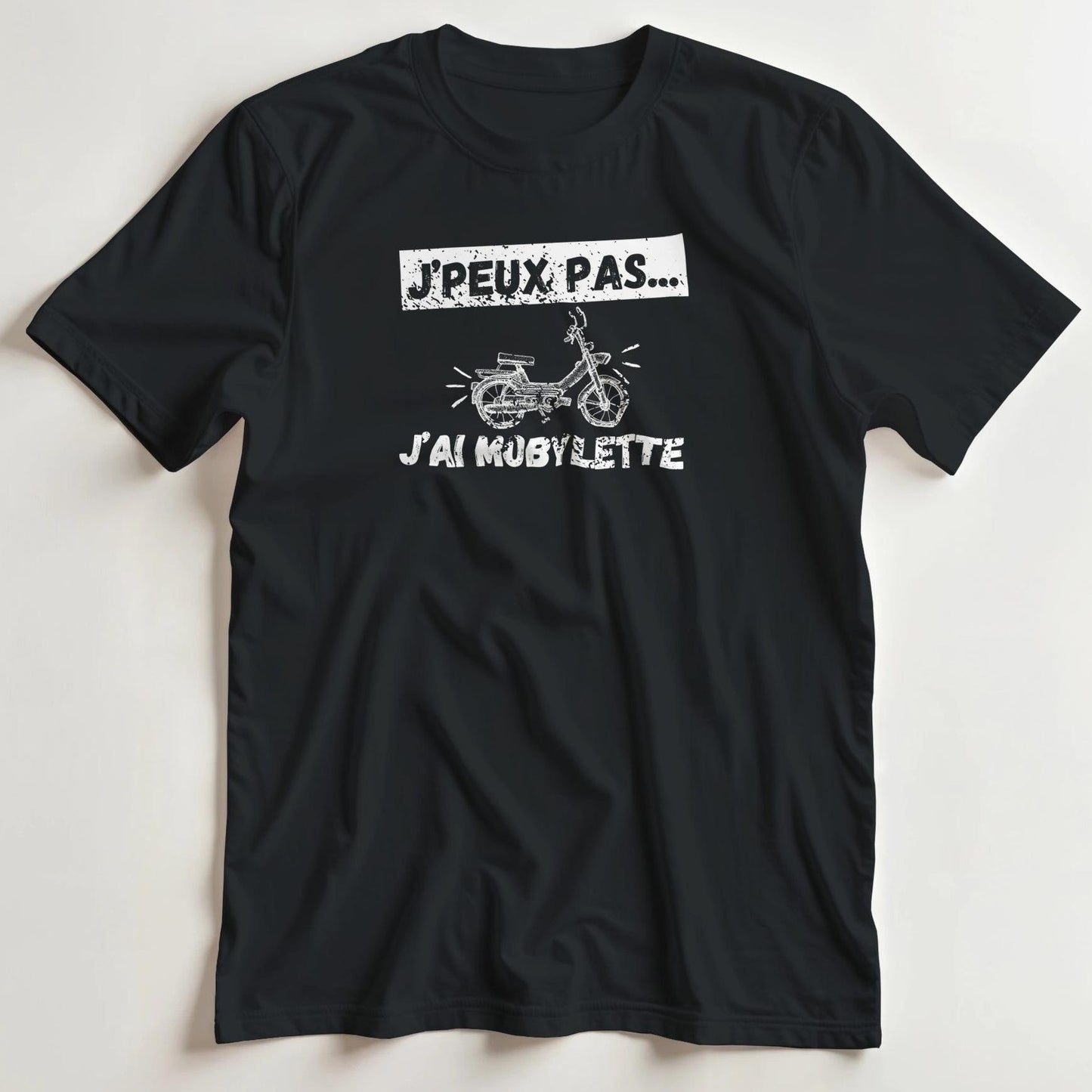 T-shirt en coupe unisexe et 100% coton en Noir 2XL imprimé avec un design Mobylette T-Shirt .