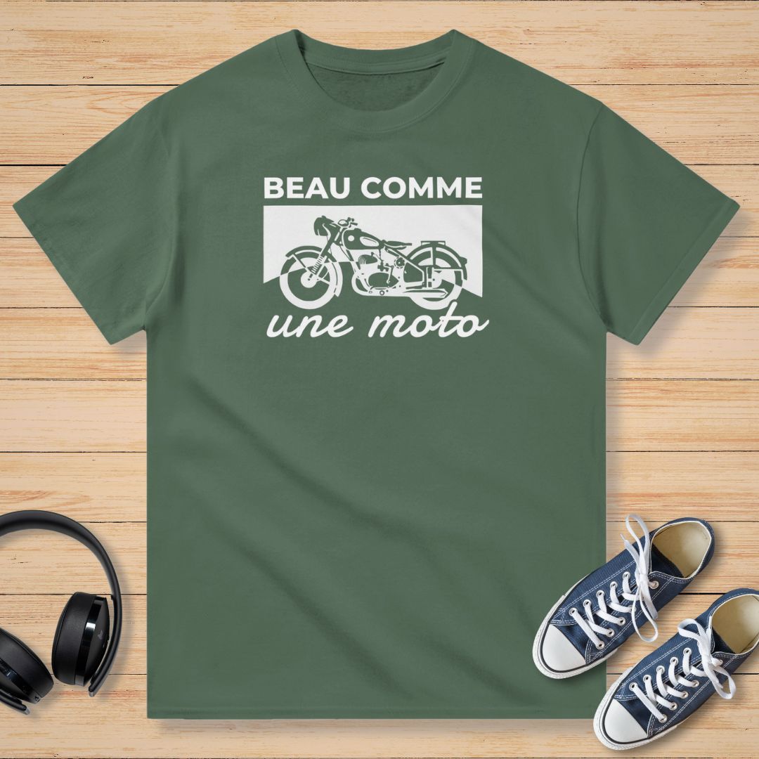 Beau Comme Une Moto T-Shirt Vert militaire