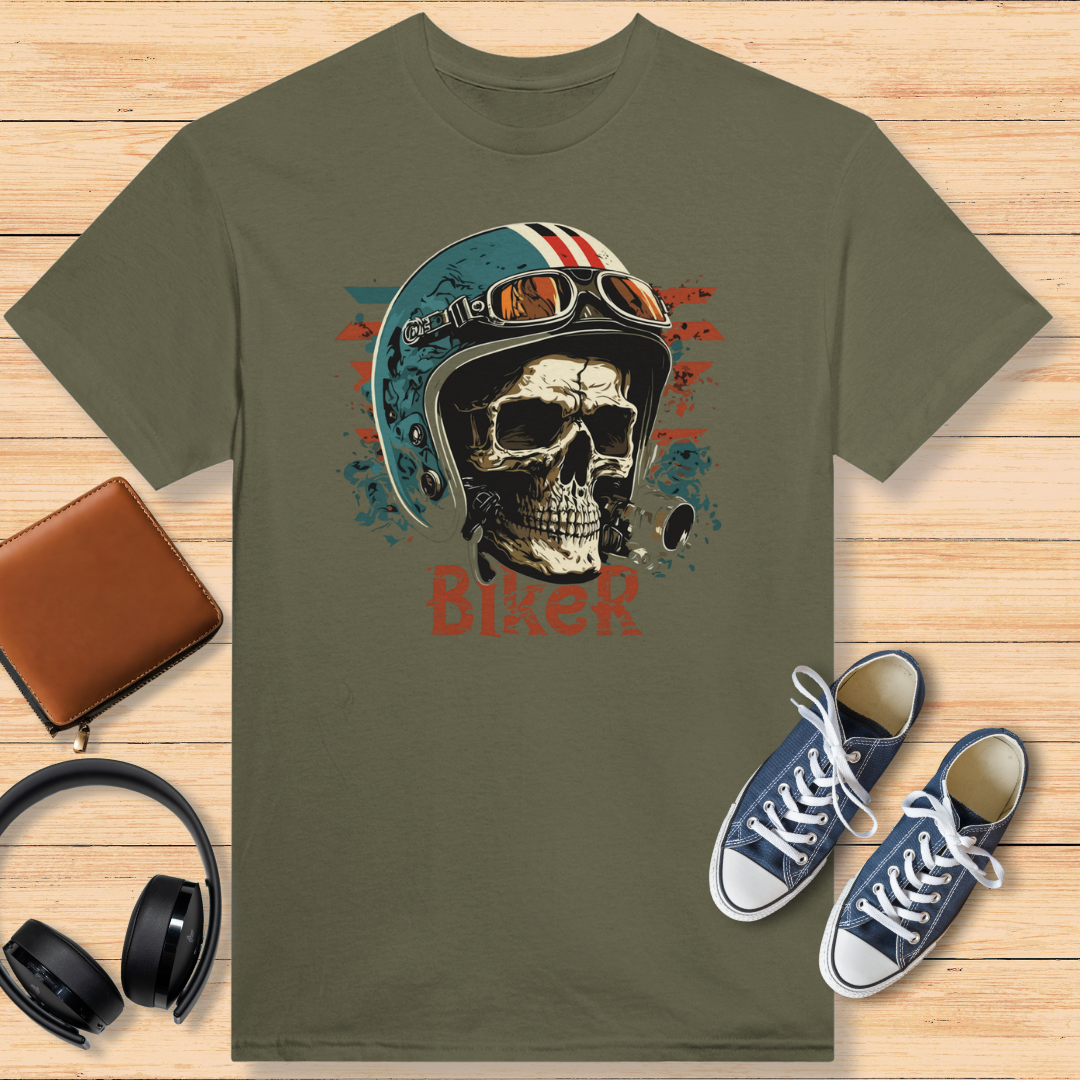 Biker Skull T-Shirt Military Green