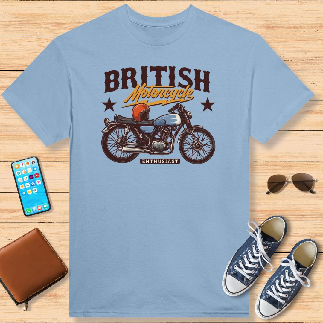 British Motorcycle T-Shirt Light Blue