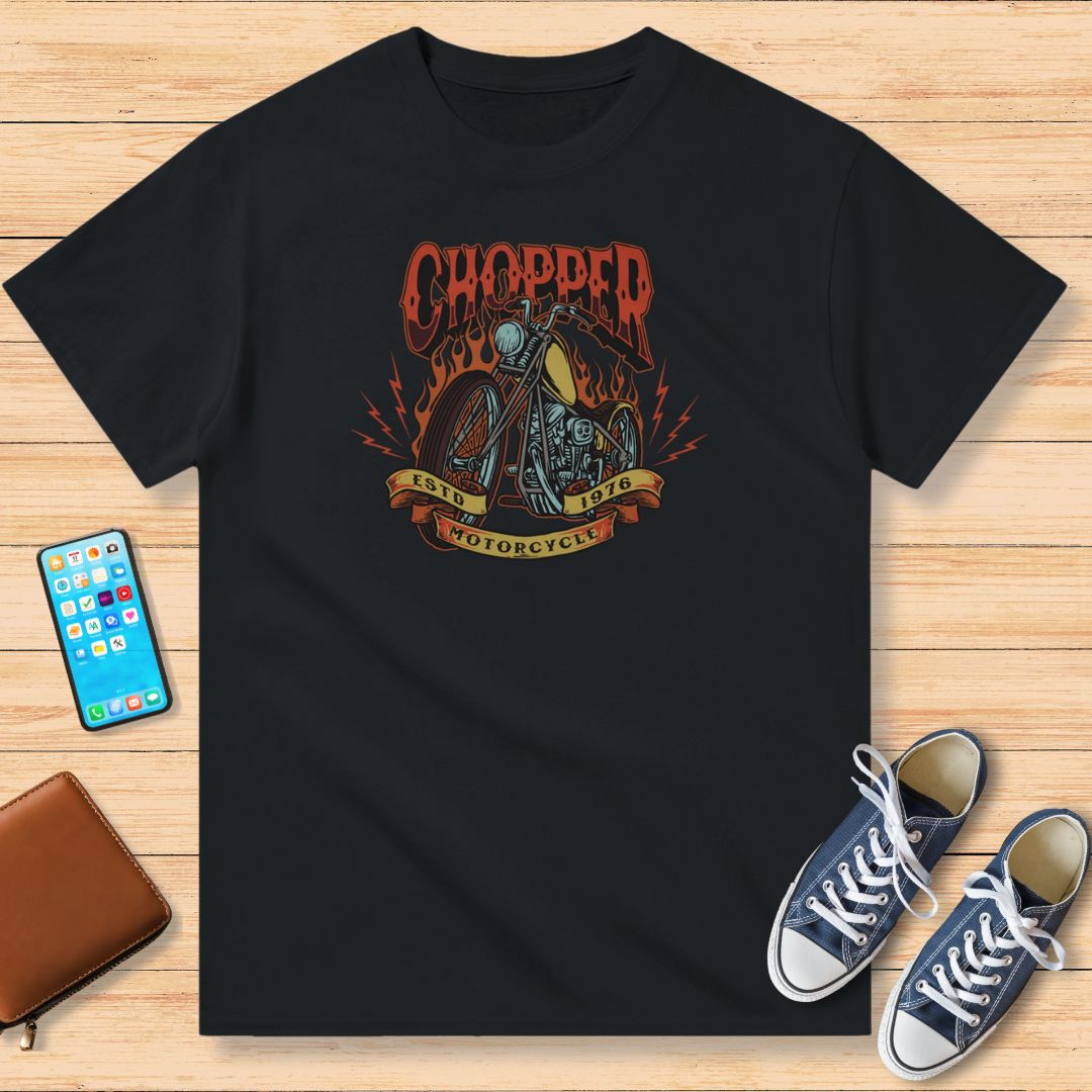 Chopper 1976 Moto T-Shirt Noir