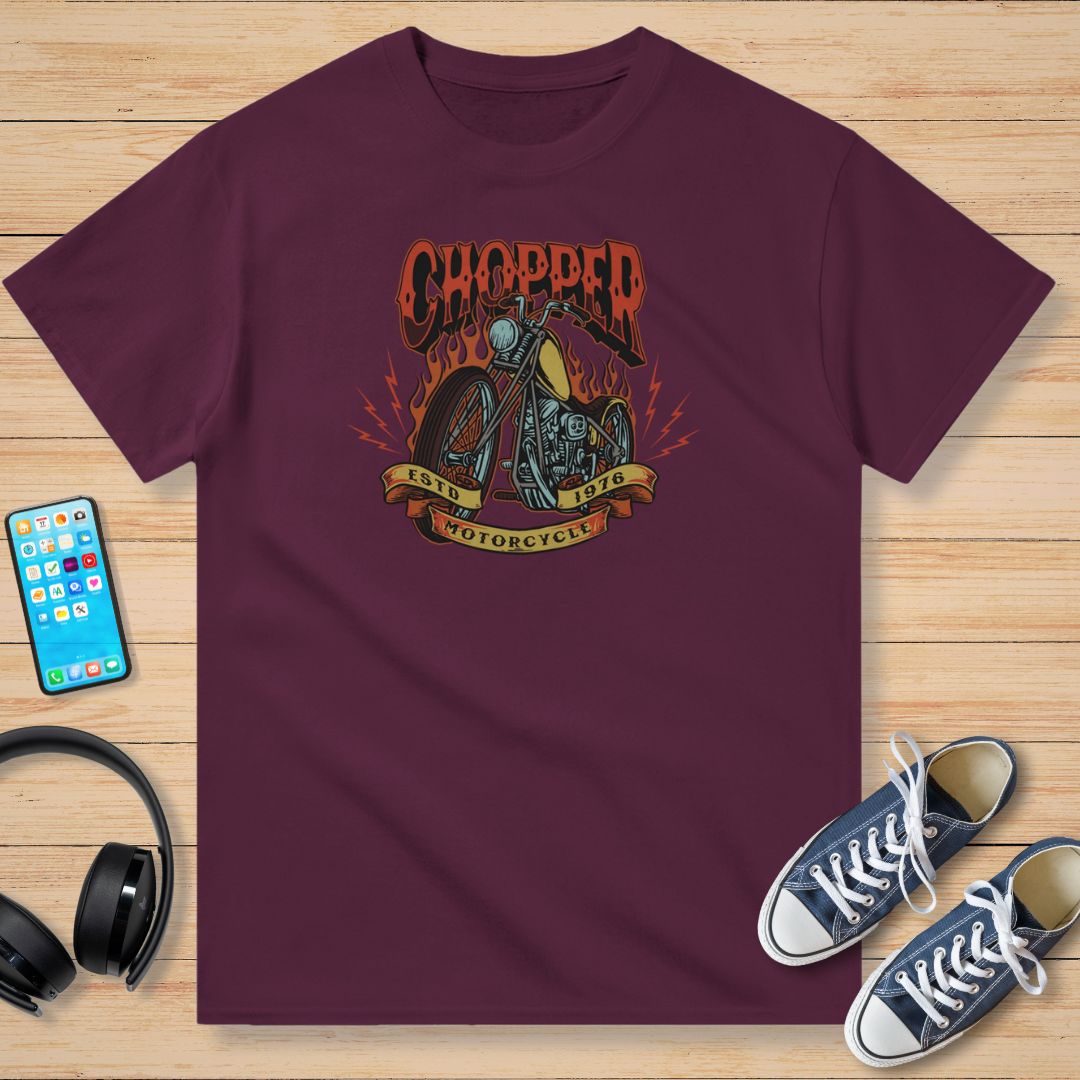 Chopper 1976 Moto T-Shirt Bordeaux