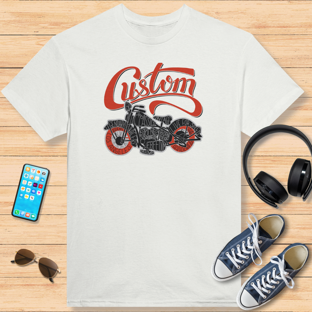 Custom Motorcycle T-Shirt Blanc