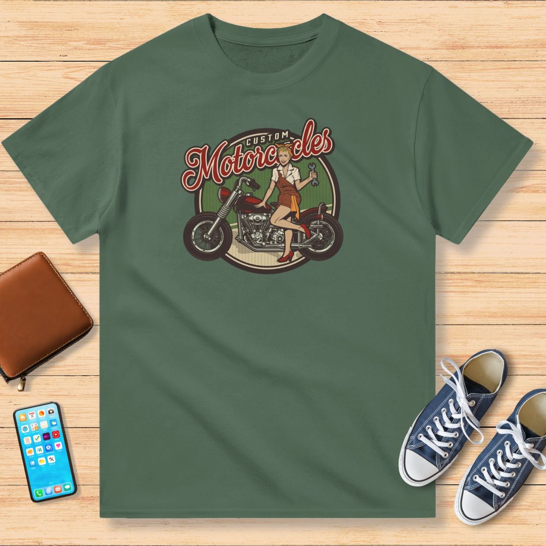 Custom Motorcycles T-Shirt Vert militaire