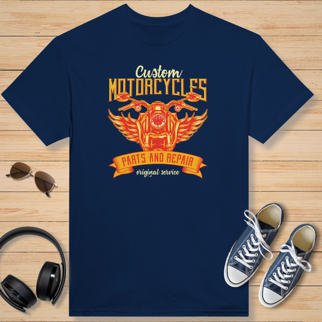 Custom Motorcycles T-Shirt Navy