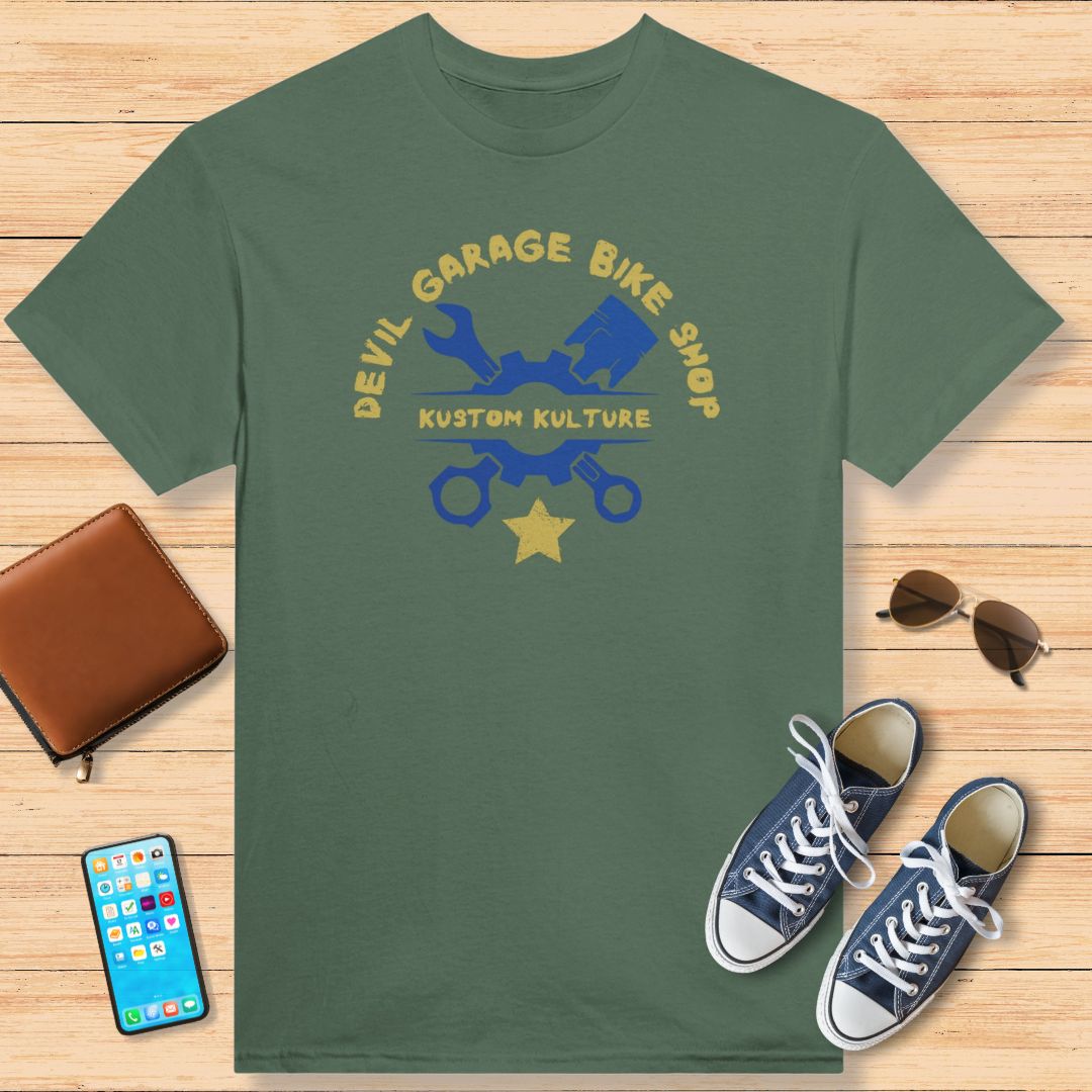 Devil Garage Shop T-Shirt Military Green