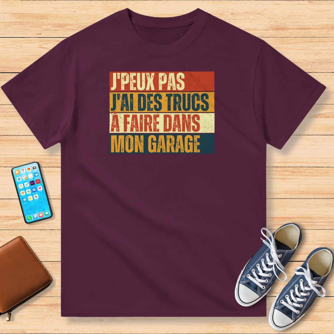 J'Peux Pas Garage Vintage T-Shirt Bordeaux
