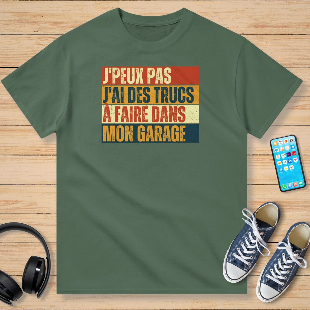J'Peux Pas Garage Vintage T-Shirt Vert militaire