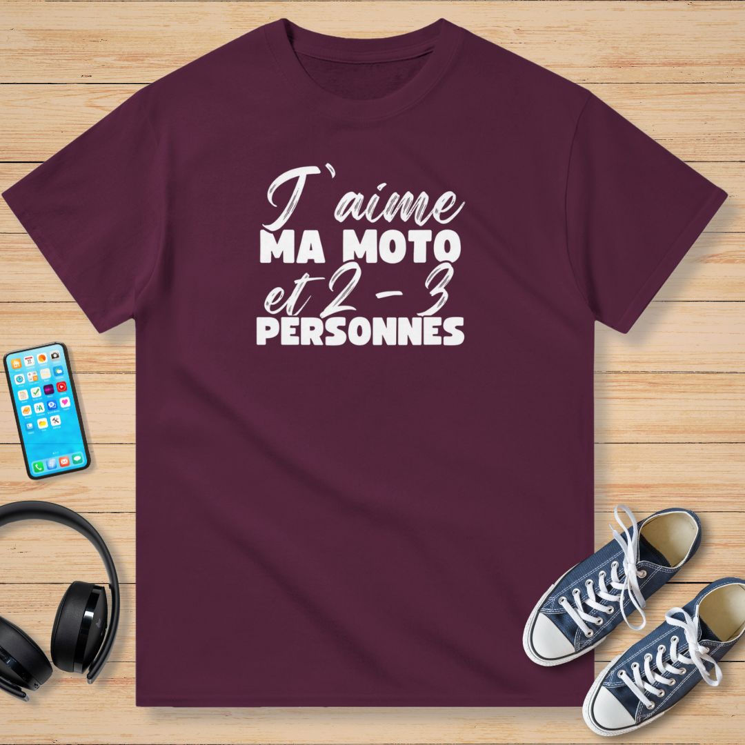 J'aime Ma Moto T-Shirt Bordeaux